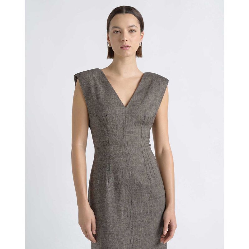 Cue V Neck Fitted Midi Dress image number 3
